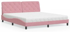 Cama com colchão 180x200 cm veludo rosa