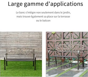 Banco de jardim externo de 126 cm, banco de metal com encosto de treliça geométrica, apoios de braços e assento de ripas, poltrona azul para área externa