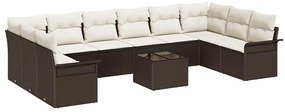 Conjunto de Sofá de Jardim vidaXL de 10 Peças com Almofadas Cinza Ratt