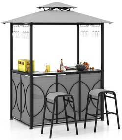 Banco de jardim de metal para 2 pessoas com assento e encosto de ripas - vermelho