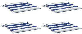 Almofadões p/ cadeira 4pcs 40x40x4 cm tecido riscas azul/branco