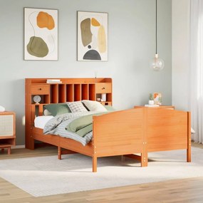 Cama com estante sem colchão 140x200 cm pinho maciço