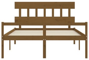 Cama idosos king size c/ cabeceira madeira maciça castanho-mel
