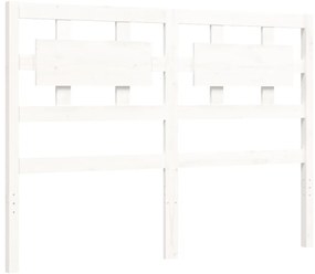 Estrutura de cama de casal c/ cabeceira madeira maciça branco