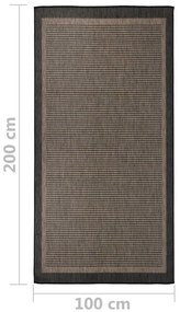 Tapete de tecido plano para exterior 100x200 cm castanho-escuro