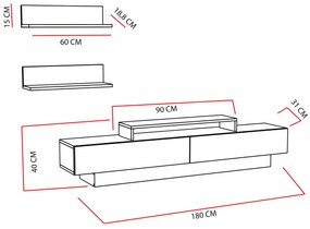 Móvel TV Lusi – Branco e Carvalho Velho – 180 cm