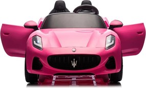 Carro elétrico para crianças 12V Maserati GranTurismo Folgore, 2 lugares, pneus de borracha Rosa