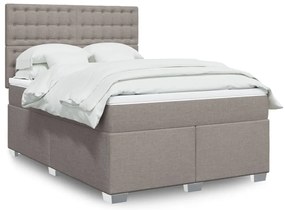 vidaXL Cama com molas/colchão 140x190 cm tecido castanho-acinzentado