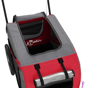 Reboque bicicleta p/ animais tecido oxford/ferro vermelho/preto