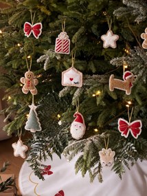 Lote de 10 decorações de árvore de natal em feltro vermelho