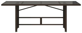 Mesa de jardim com tampo de vidro 190x80x74 cm vime PE castanho