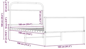 Estrutura cama s/ colchão derivados de madeira carvalho sonoma