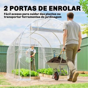 Estufa tipo Túnel 195x295x195 cm com 2 Portas Enroláveis Estrutura de Aço Galvanizado e Cobertura em PE 150g/m² Transparente