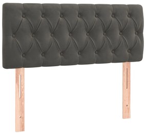 Cama box spring c/ colchão/LED 90x200 cm veludo cinzento-escuro