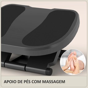 Apoio para os Pés com Superfície Texturizada Inclinação de 0-30° Massagem e Altura Ajustável em 3 Níveis 45x34x10-16,5 cm Cinza