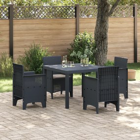 vidaXL Conjunto de Jantar de 5 Peças com Almofadas Antracite Polirattan