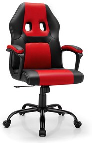 Cadeira Gaming giratória de escritório com Almofada de esponja ajustável em altura 60 x 62 x (109-118,5) cm Vermelha