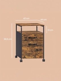 Bloco com 2 gavetas escritório 41 x 45 x 66 cm Castanho vintage-preto