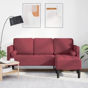 Sofá L de 3 lugares vidaXL Bordô 160 cm Tecido