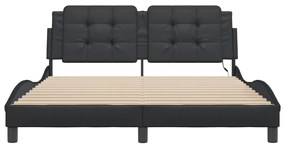 Estrutura de cama c/ luzes LED 160x200cm couro artificial preto