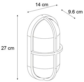 Candeeiro de parede exterior preto oval IP65 - Target Industrial