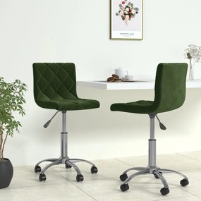 vidaXL Cadeiras de jantar giratorias 2 pcs veludo verde-escuro