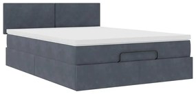 Estrutura de cama otomana com colchão 140x190cm cinzento escuro