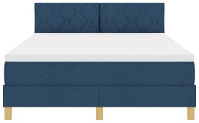 Cama Box Spring com Colchão Azul 140x190 cm Tecido