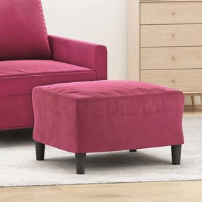 vidaXL Apoio de pés 60x50x41 cm veludo vermelho tinto