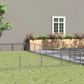 vidaXL Canil para cães 80 m² aço prateado