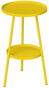 Outsunny Pequena Mesa de Apoio Redonda de 2 Níveis Mesa de Jardim para Terraço Sala Varanda em Metal Ø 32x51 cm Amarelo | Aosom Portugal