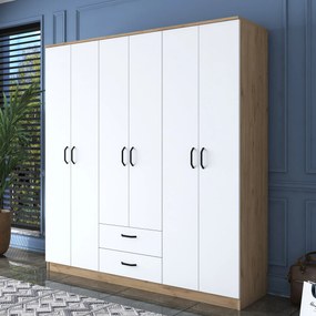Guarda-Roupa BA115 – Nogueira e Branco – 180x190,8x47,3 cm