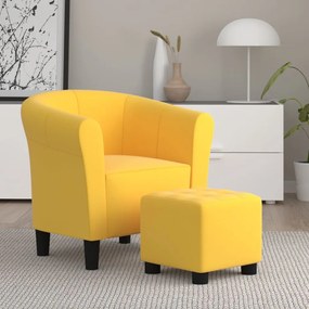 vidaXL Poltrona com banco tecido amarelo