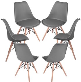 Pack 6 Cadeiras Tilsen - Cinza escuro