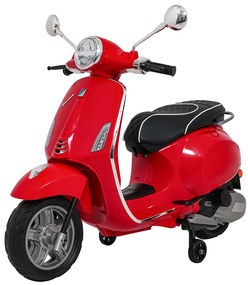 Vespa eletrica para crianças 12V ROMA, Rodas Espuma EVA, assento couro ecológico Vermelha