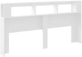 Cabeceira de cama com luzes LED derivados de madeira branco