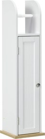 kleankin Armário Casa de Banho Armário WC Prateleiras Ajustáveis Suporte Papel Higiénico Organização 20x20x80 cm Branco | Aosom Portugal