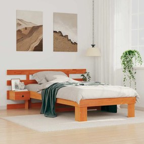 Estrutura da Cama com gaveta com cabeceira Castanho-mel 90 x 190 cm