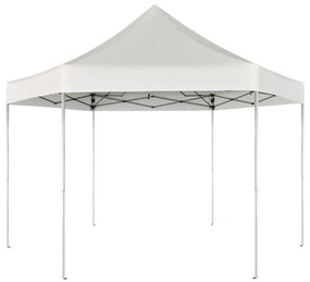 vidaXL Tenda festas pop-up dobrável hexagonal branco creme 3,6x3,1 m