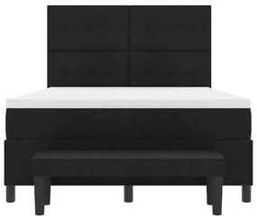 Cama Box com Colchão e Banco Preto 160x200 cm Tecido
