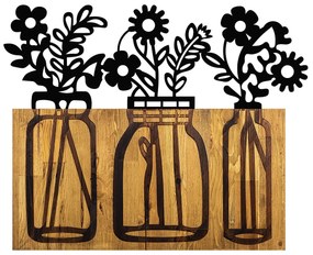 Acessório Decorativo de Parede Flower 5 – Nogueira e Preto – 65 x 3 x