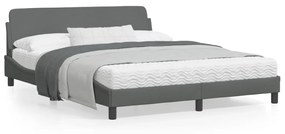 vidaXL Estrutura de cama sem colchão 160x200 cm tecido cinzento-escuro