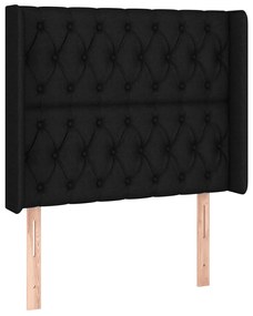 Cabeceira de cama c/ luzes LED tecido 93x16x118/128 cm preto