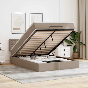 vidaXL Estrutura de cama otomana com colchão cappucino 140x190 cm