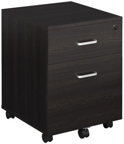 Vinsetto Bloco de Gavetas para Escritório Móvel de Arquivos com 2 Gavetas 5 Rodas com Travões e Fechadura com 2 Chaves para Escritório Secretária Casa 40x45x55,6cm Wengué