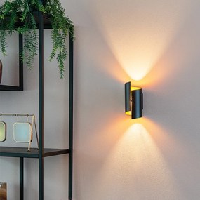 Aplique moderno preto com interior dourado - Faldo