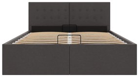 Cama hidráulica c/ arrumação 140x200cm tecido cinzento-escuro