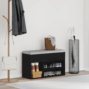 Banco de Hall vidaXL Preto Carvalho 60x30x45 cm em Madeira Reconstituí