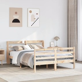 Estrutura de cama com cabeceira 140x200 cm pinho maciço