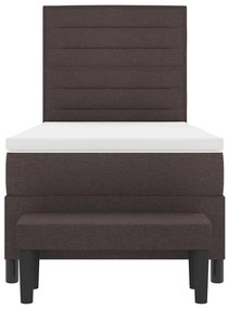 Cama Box com Colchão &amp; Banco Castanho 100x200 cm Tecido
